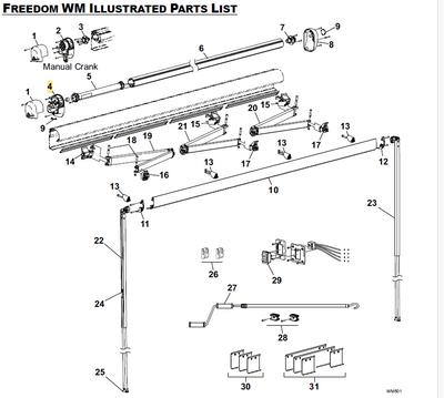 Carefree RV R001861WHT Freedom WM Inner Endcap Assy - White