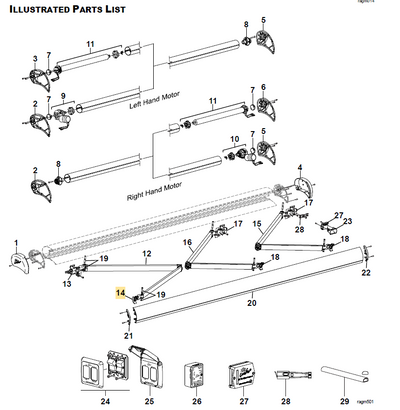 Carefree RV R001629 FS Evolution Connector Assy, Lead Rail, LH