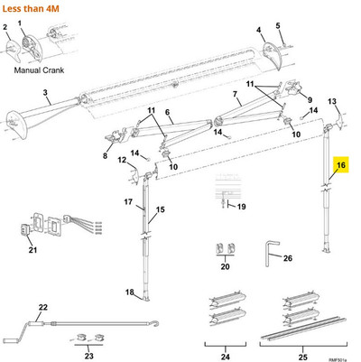 Carefree RV R001655-103 Freedom RM Awning Vertical Support Leg 2.44M, RH