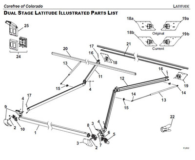 Carefree RV R001793-106 Dual Stage Awning Spring Arm Assy, LH - BLK