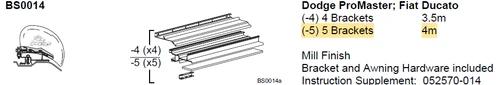 Carefree RV BS0014-5 Freestyle RM Brackets (5) - Mill