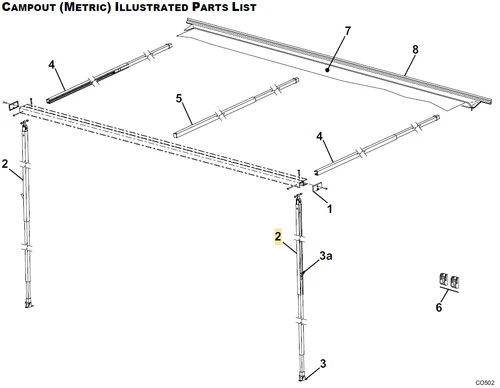 Carefree RV R001006 Campout VRT Support Arm Assy, Complete 2.57 & 3 Meter