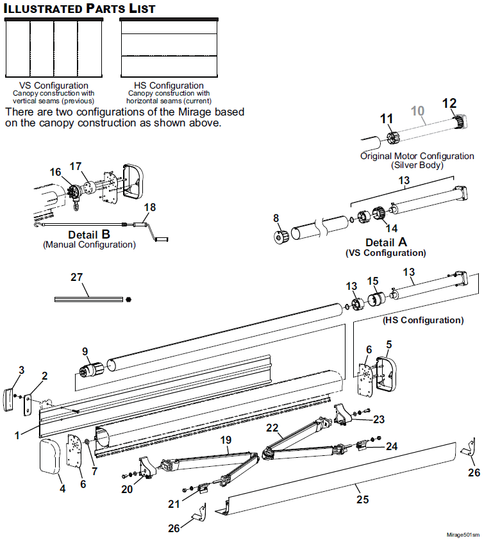 Carefree RV VW13YW2510BTRLL Mirage Awning Assy, 13',0" - WHT Acrylic