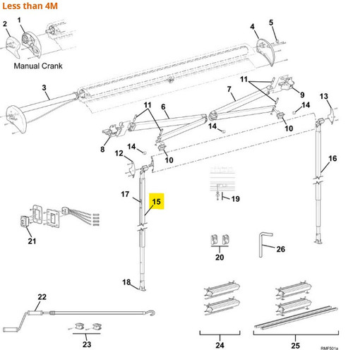 Carefree RV R001655-003 Freedom RM Awning Vertical Support Leg 2.44M, LH