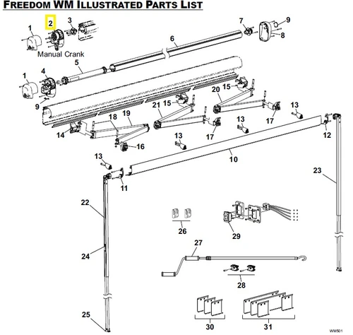 Carefree RV R001619WHT Gear Assy, Manual Crank - White