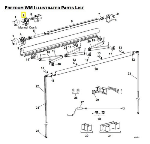Carefree RV R001619GRY Gear Assy, Manual Crank - Satin