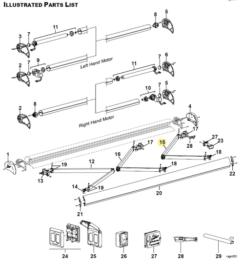 Carefree RV R012530-TB94R Spring Arm Assy RH, 94" - Satin