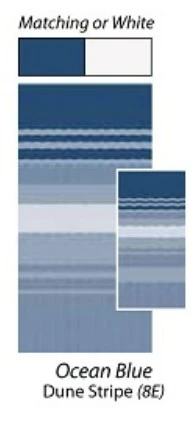 Carefree RV QZ1928E8EAW Awning Roller Assy & Fabric 16’, 0" - Ocean Blue Striped Vinyl & LEDs at the Rail