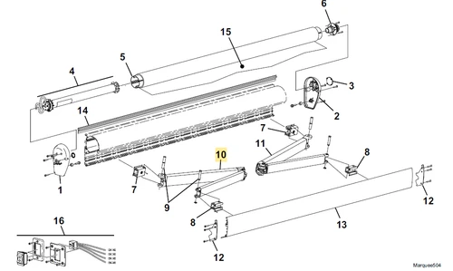 Carefree RV R012530-TB32L Marquee Spring Arm Assembly, LH