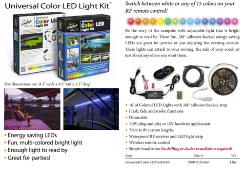 Carefree RV SR0112 Universal LED Light Kit - Color