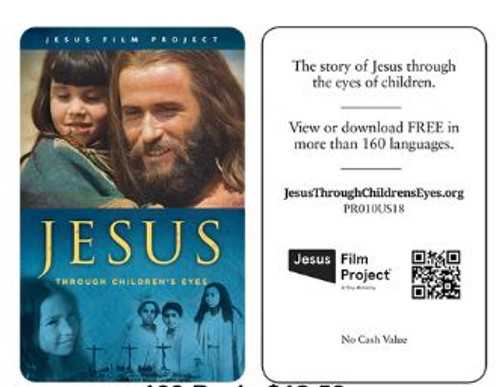 JESUS THROUGH THE EYES OF THE CHILDREN GIFT CARDS PACKS OF 100-250-500-1000