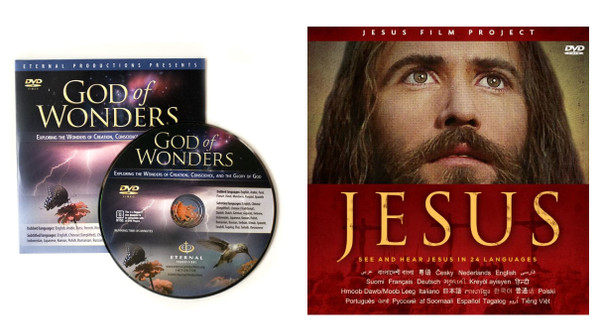 30 COMBO PACK OF JESUS FILM (20 DVD'S) AND GOD OF WONDERS (10 DVD'S)