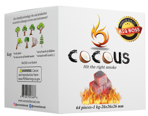 COCOUS Natural Coconut Charcoal  1KG - 64 Pieces 26mm Cubes COCOUS Natural Coconut Charcoal  1KG - 64 Pieces 26mm Cubes