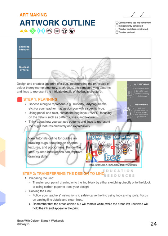 S4 Bugs Lino Artwork Outline