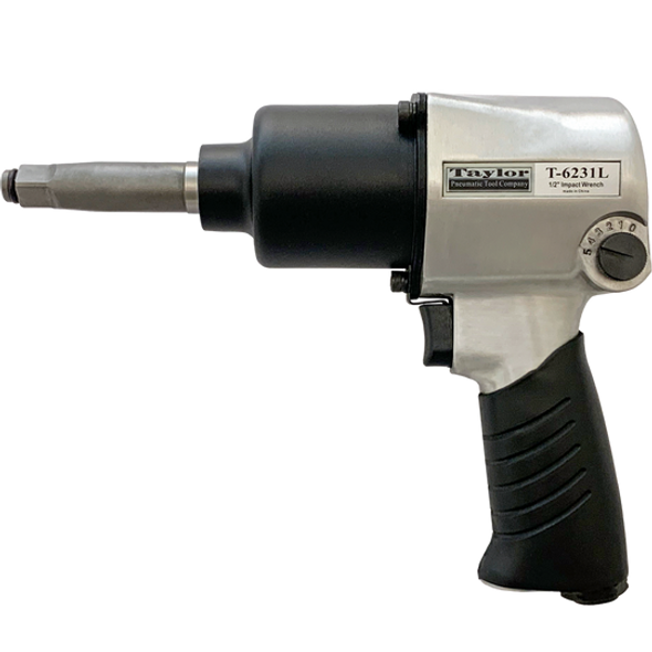 Taylor Pneumatic T-6231L 1/2" HD Impact Wrench 2" Extended Anvil 650 lb-ft Max Torque