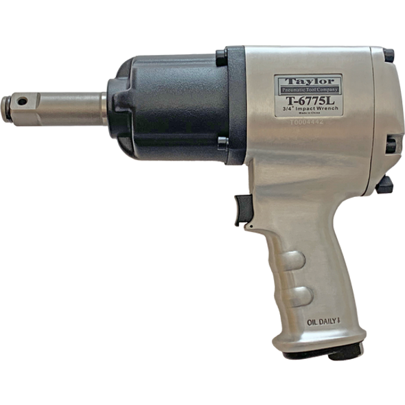Taylor Pneumatic T-6775L 3/4" Super Duty Impact Wrench 2" Extended Anvil Max Torque 1400 lb-ft