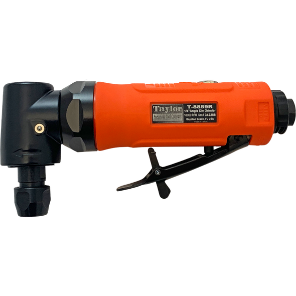 Taylor Pneumatic T-8859R 1/4" Angle Die Grinder - Rear Exhaust 0.45 HP 18000 RPM