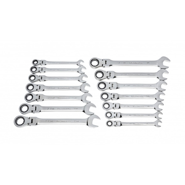 GEARWRENCH 14 Pc. 72-Tooth 12 Point Flex Head Ratcheting Combination SAE/Metric Wrench Set 85141
