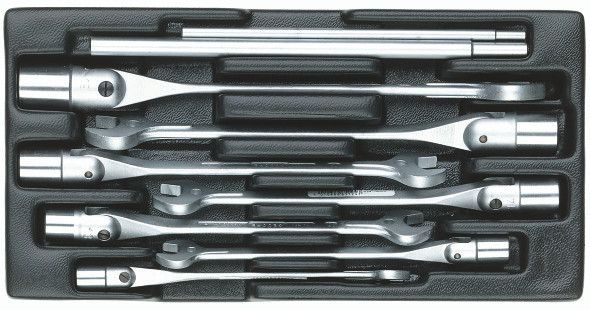 Gedore 1813196 Set combination swivel head wrenches in 1/3 ES tool module 1500 ES-534