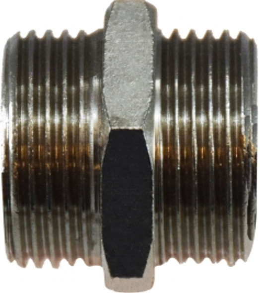 Midland Metal 3/8 X 1/8 M BSPP N-PLTD HEX NIPP - 28803