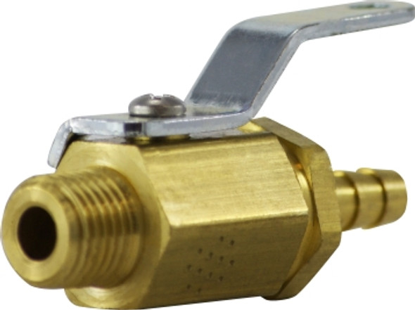 Male Pipe x Hose Barb 1/4 HB X 1/8 MIP MINI BALL VALVE - 47042