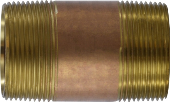 Brass Nipple 1-1/2 Diameter 1-1/2 X 2-1/2 RED BRASS NIPPLE - 40142