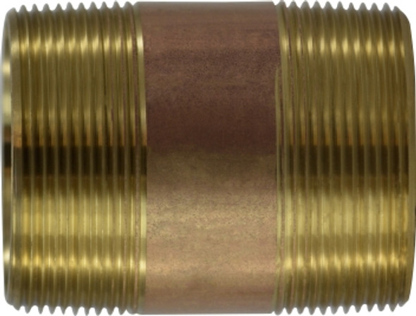 Brass Nipple 2 Diameter 2 X CLOSE RED BRASS NIPPLE - 40160