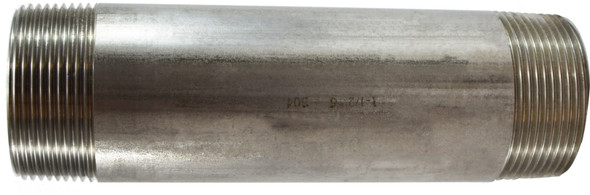 Stainless Steel Nipple 1-1/2 Diameter 304 S.S. 1-1/2 X CLOSE 304 SS NIPPLE - 48140