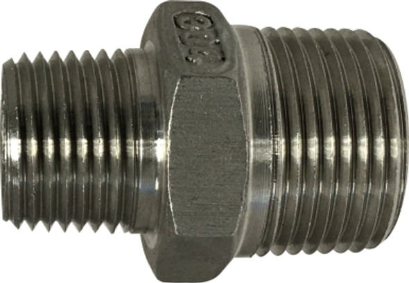 #304 Reducing Hex Nipple 3/4 X 3/8 304 S.S. HEX NIPPLE - 62748