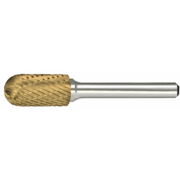 Alfa Tools SC-3 CARBIDE BURR CYLINDRICAL RADIUS DOUBLE CUT TIN COATED, B71225DTN