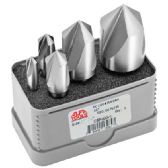 Alfa Tools 5PC SET 90DG 3 FLUTE COUNTERSINK 1/4-1", C3F50573B