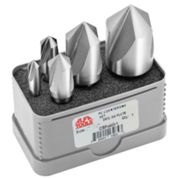 Alfa Tools 5PC SET 60DG 3 FLUTE COUNTERSINK 1/4-1", C3F50573A