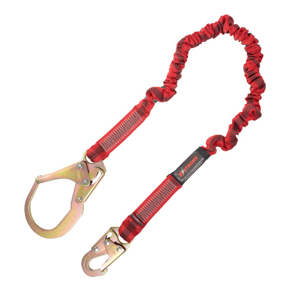 KStrong 4.5 - 6 ft. Elasticated design shock absorbing lanyard with snap hook and rebar hook (ANSI) UFL206111