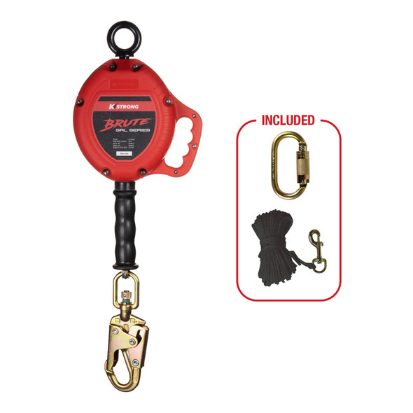 KStrong BRUTE 20 ft. Cable SRL with swivel snap hook. Includes installation carabiner and tagline (ANSI). UFS310020