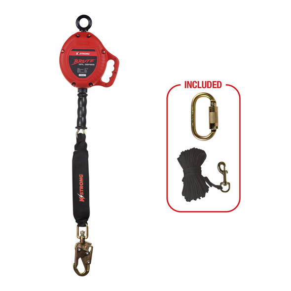 KStrong BRUTE LE 18 ft. Cable SRL with swivel snap hook. Includes installation carabiner and tagline (ANSI). UFS310018L