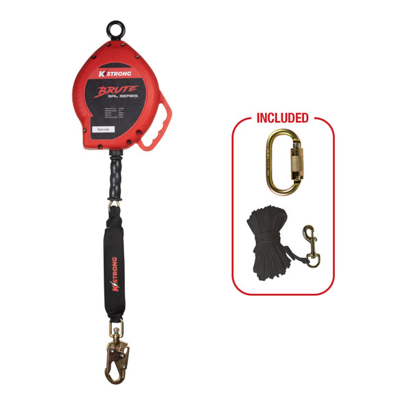 KStrong BRUTE LE 50 ft. Cable SRL with swivel snap hook. Includes installation carabiner and tagline (ANSI). UFS310050L