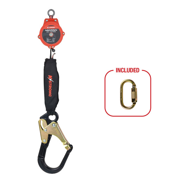 KStrong Micron 6 ft. SRL with Large Aluminum Rebar Hook with Steel ANSI Gate (ANSI) - Installation carabiner included UFS356002