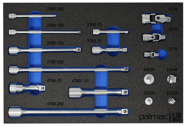 Koken Extension and Adaptor Set in Foam PM-HND-1018-00-F 1/4" 3/8" 1/2" Set - 16 Pieces