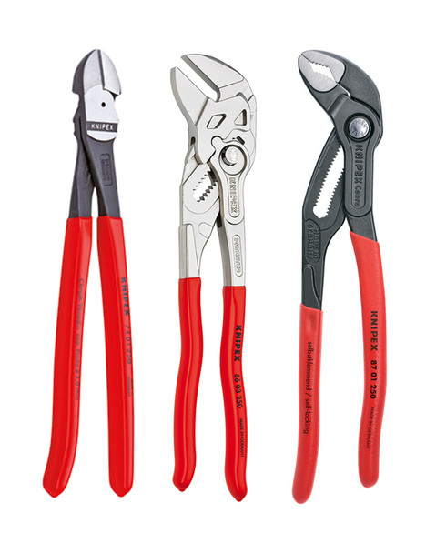 Knipex 9K 00 80 117 US 3 Pc 10" Pliers Set (87 01 250, 86 03 250, 74 01 250)