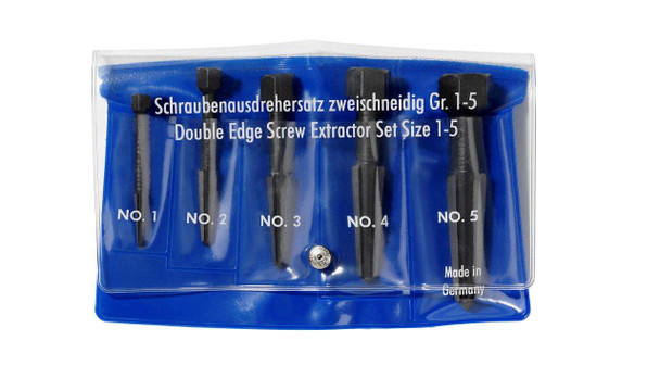 Knipex 9R 471 900 3 Screw Extractor Double-Edged Set 5 Parts (Size 1-5 In Vinyl Pouch)