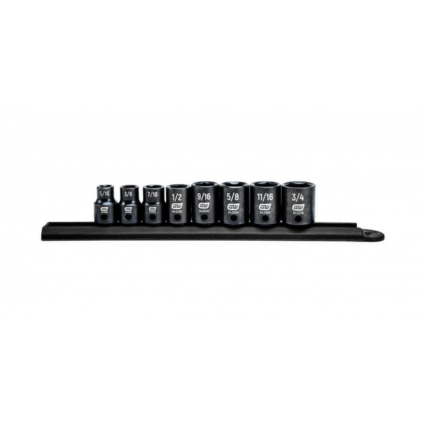 GEARWRENCH 8 Pc. 3/8" Drive 6 Point Standard Impact SAE Socket Set 84910N