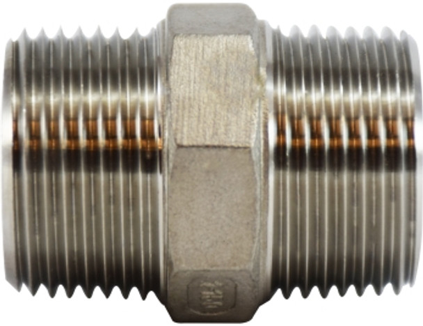 Hex Nipple 304 S.S. 1/8 304 SS HEX NIPPLE - 62720