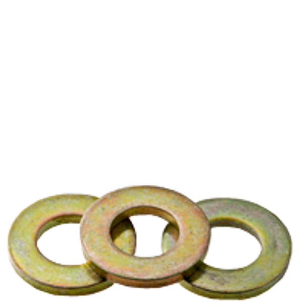 5/16" FLAT WASHERS MED. CARBON EXTRA HEAVY SAE ZINC-YELLOW(USA), Qty 100