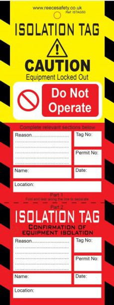 Reece Pack of 50 Isolation Tags - ISTAG50