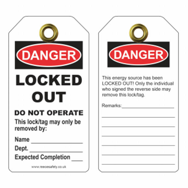 Reece Tag 75X160mm pk 10 Danger Locked Out Do not Operate - RLTT51