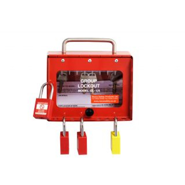 Reece Compact Steel Portable Group Lockout Box - 8 hook. Color Red - GL1/4