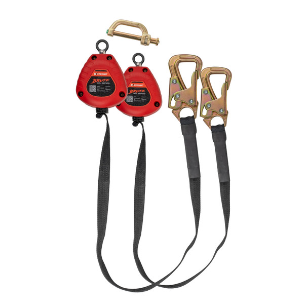 KStrong BRUTE Dual 8 ft. Tie-back SRL with Hi-Abrasion Resistant Webbing, tie-back hooks and dorsal connector (ANSI) UFS359506D
