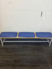 Wooden Three Seater Waiting Bench With Dark Blue Vinyl Seats (6D9-C94-B6E)