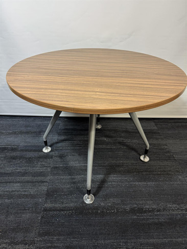 Konig + Neurath Walnut And Silver Round Table (B85-9B4-E95)