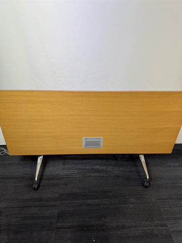 Large Oak And Silver Flip -Top Table With Power (089-216-C68)